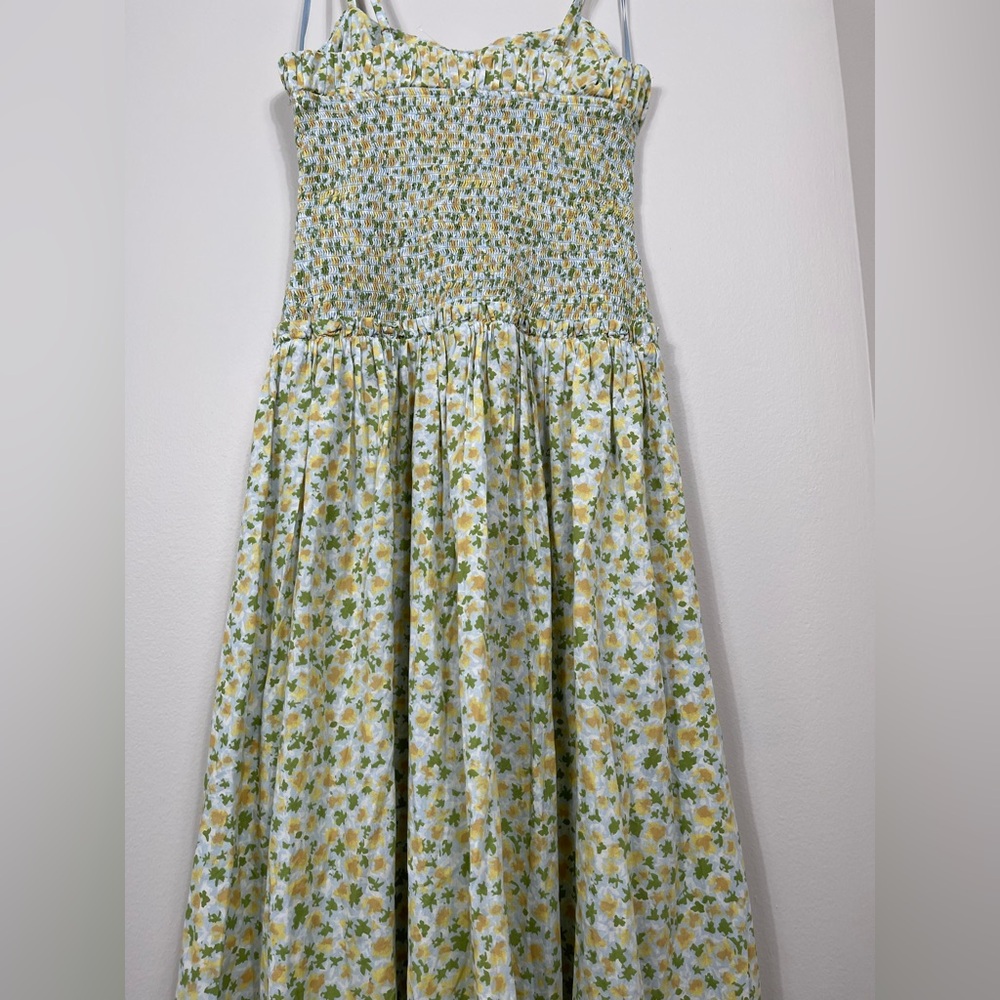 Free People Floral Midi Dress Smocked Sundress Summer Beach Cotton Size M - Picture 13 of 16